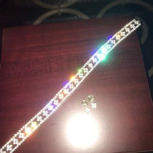 Matching rhinestone choker and earrings
